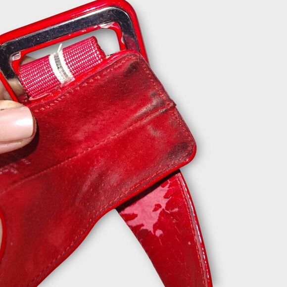 Steve Madden Womens Shoes Sz 9.5 Stiletto High Heel Red Patent Dressy Ankle Stra - Picture 8 of 13